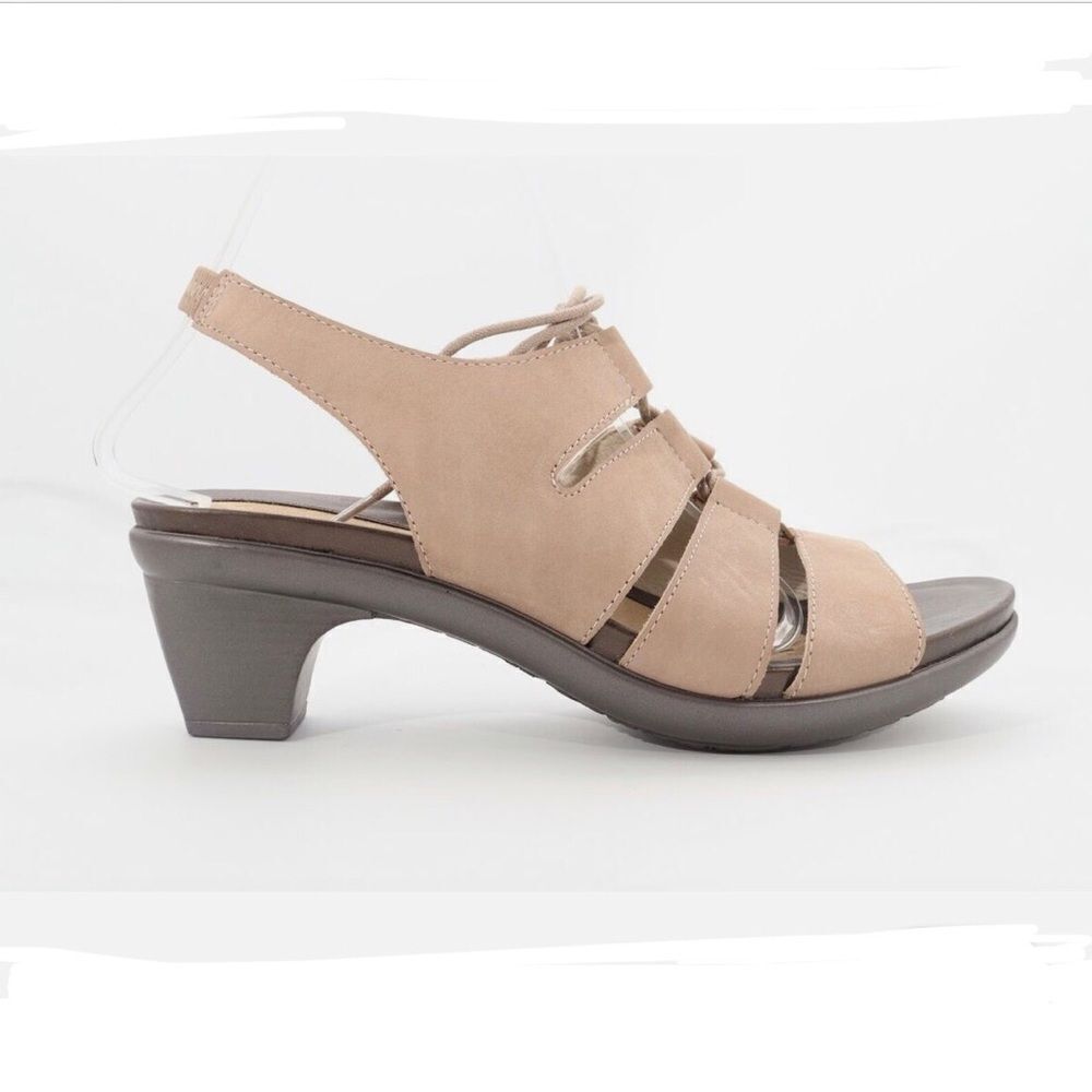 Abeo GEORGIA Tan Crisscross Lace Heeled Open Toe Gladiator Slingback Sandal